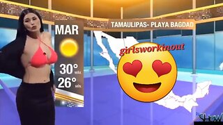 Weather girl strips on TV