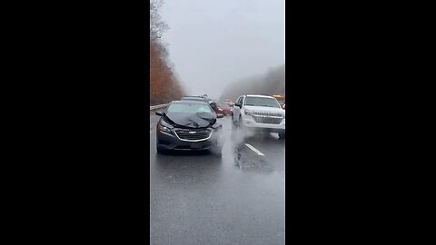 Pileup car collision on highway