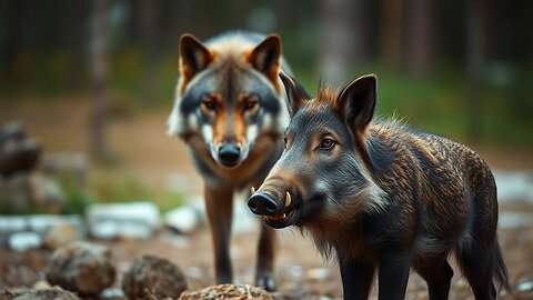 The hungry wolf and the poor boar