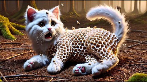 Mermaid cat saves kitten with beehive-like hole in body 😿😭 #cat #ai #cutecat #aicat #catlover #貓