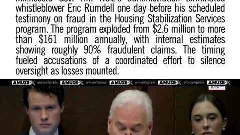 SOMALI FRAUD: Gov Walz fired whistleblower one day before his fraud testimony.