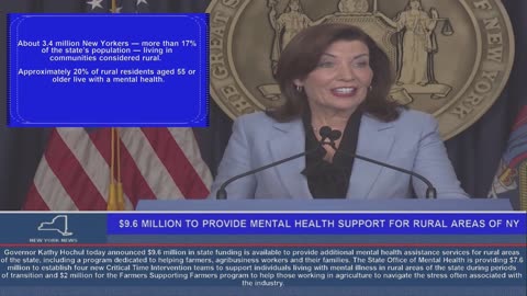 $9.6 Million to Provide Mental Health Support for Rural Areas of New York State