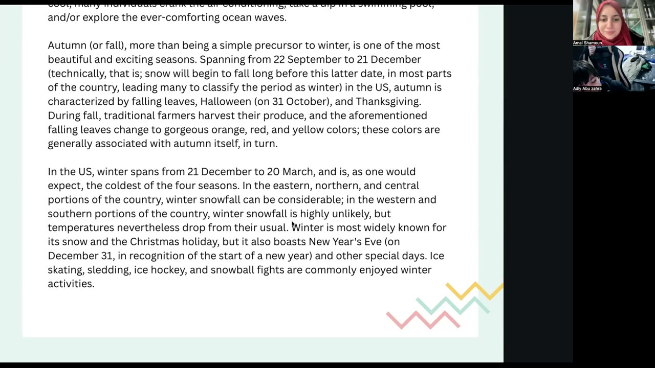 Weather and seasons Class (6) Part (1)