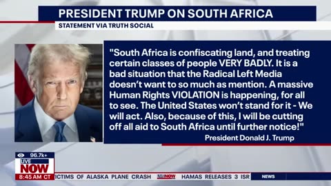 Pricedent Donald trump cuts off aid to south africa