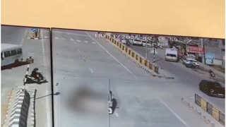 CCTV Horror in Haldwani: Bikers Thrown Into the Air After Head-On Crash With Speeding Car!