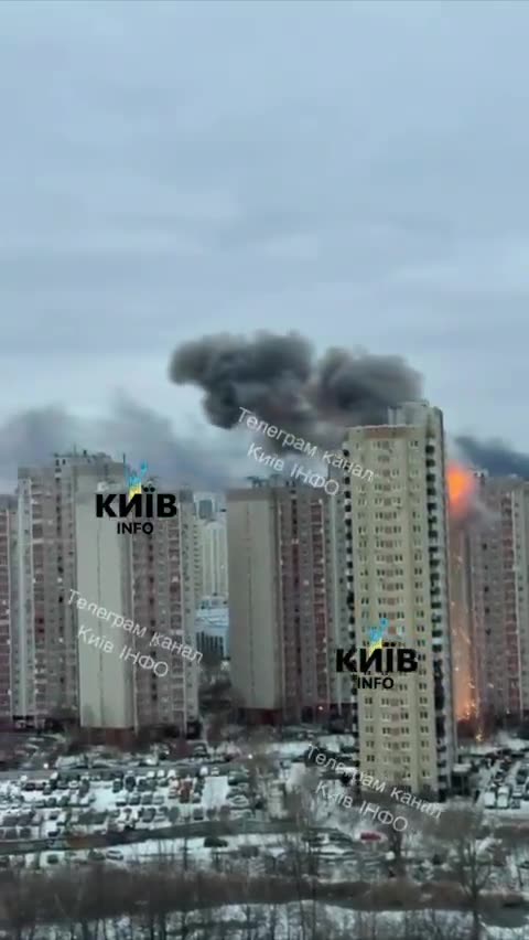 Moment drone slams into building in Ukraine’s Kyiv, triggering huge explosion