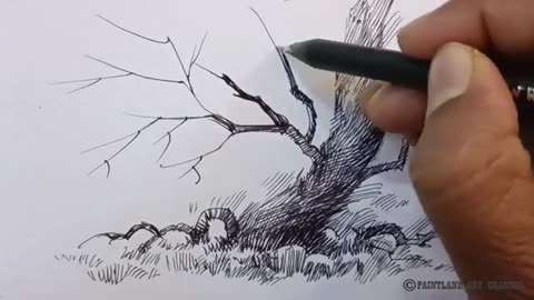 How to draw Easy Tree with Pen || Pen Art