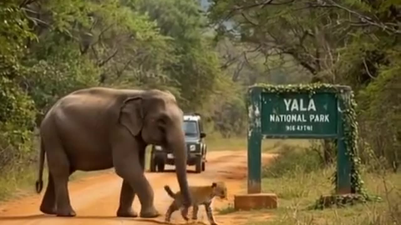 Elephant Saves Lion Cub. Even Animals Have Noble Qualities.🐘🐅💕