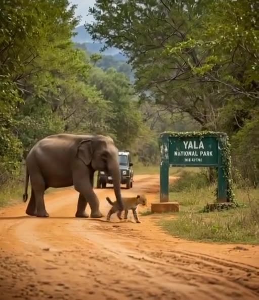 Elephant Saves Lion Cub. Even Animals Have Noble Qualities.🐘🐅💕