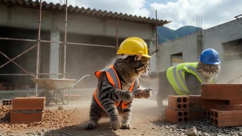 Funny Cats at Work 😂🐱 | This Went Totally Wrong!” “Cats Trying to Work on a Construction
