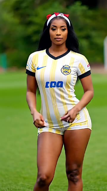 Strength, confidence, and beauty on full display - she dominates the field with style ⚽✨