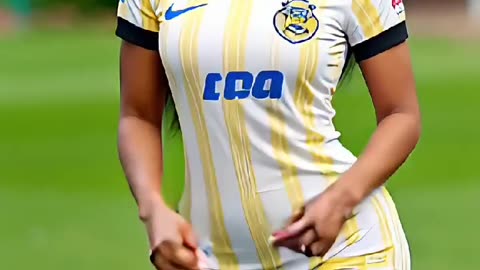 Strength, confidence, and beauty on full display - she dominates the field with style ⚽✨