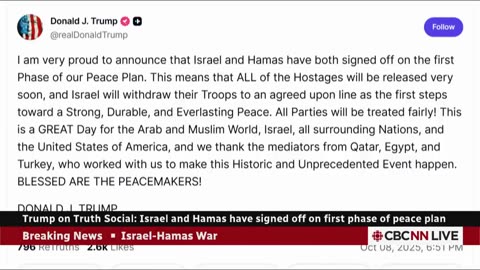 Trump says Israel, Hamas have signed off on first phase of U.S. peace plan | Hanomansing Tonight