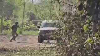 The arrival of a Russian FPV drone on a Bandera pig truck.