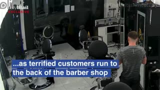 Moment Huntingdon Stabbing Suspect Stormed A Barbershop Hours Before Train Attack