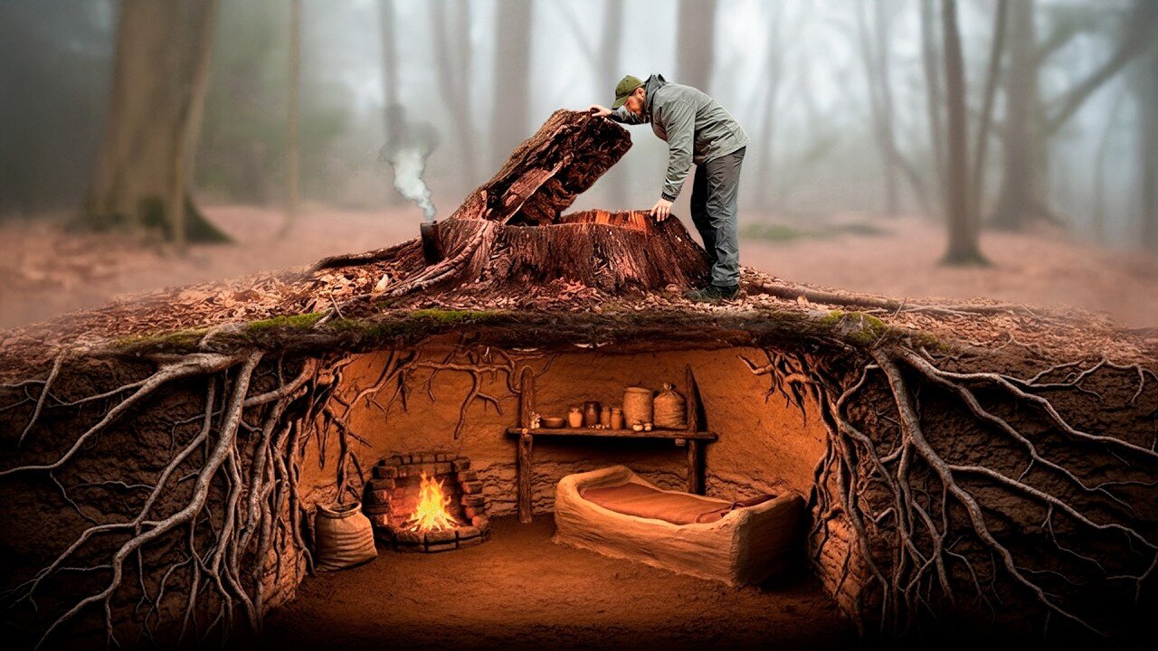 Building A Hidden Dugout Under A Stump