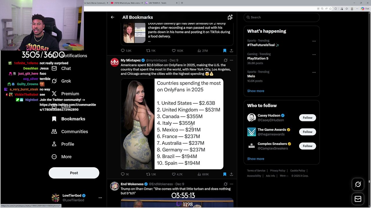 [12.11.25, 9 Hours of Reactions Part 3] LowTierGod (live) 2025-12-11 192615 [315989110871]