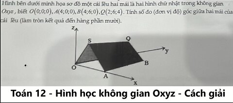 Toán 12: Hình bên dưới minh họa sơ đồ một cái lều hai mái là hai hình chữ nhật trong không gian Oxyz