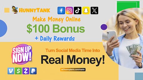 Make Money Online with HunnyTank | Earn $100 Free + Daily Social Media Rewards