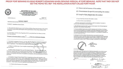 FORT BENNING DENYING ROBERT MEDICAL AGAIN USING HIS ALL CAP STRAWMAN