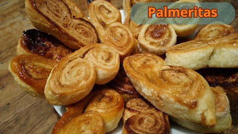 Palmeritas de Hojaldre Caseras - Crunchy Sugar Hearts (No Talking)