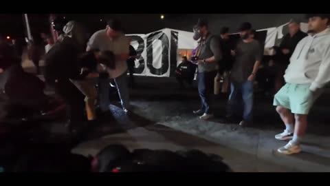 Two Portland terrorists down after a good face macing.