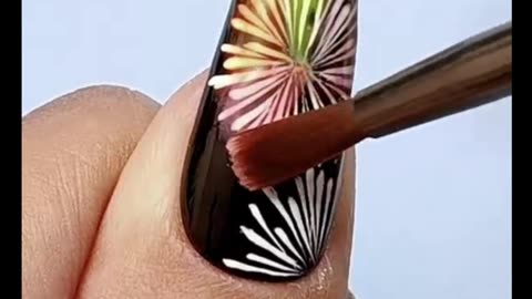 Black firework Nail Art Design