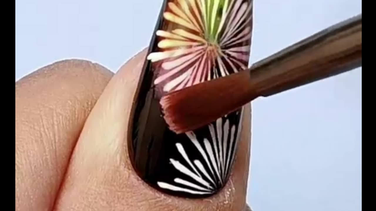 Black firework Nail Art Design