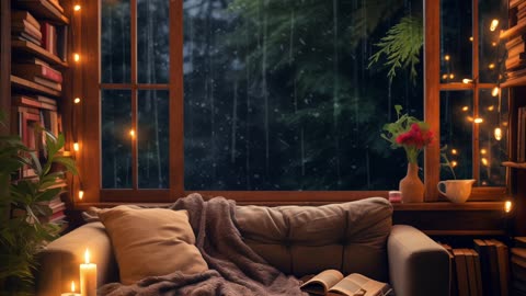 POV: New Year Night in a Cozy Room | Books, Candlelight & Heavy Rain ASMR 🌧️✨