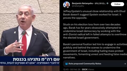 🚨🇮🇱🇺🇸😈 BREAKING: Benjamin Netanyahu Says The Newly Released Epstein Files Debunk Claims That Jeffrey Epstein Was Working For Israel.