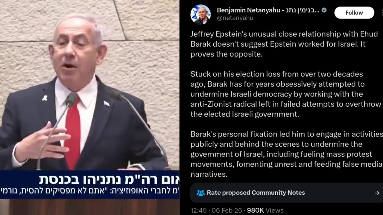 🚨🇮🇱🇺🇸😈 BREAKING: Benjamin Netanyahu Says The Newly Released Epstein Files Debunk Claims That Jeffrey Epstein Was Working For Israel.
