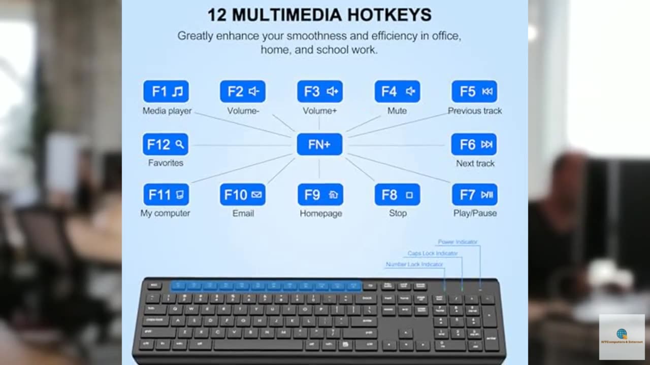 Wireless Keyboard and Mouse Combo, Full Size Silent Ergonomic Keyboard and Mouse
