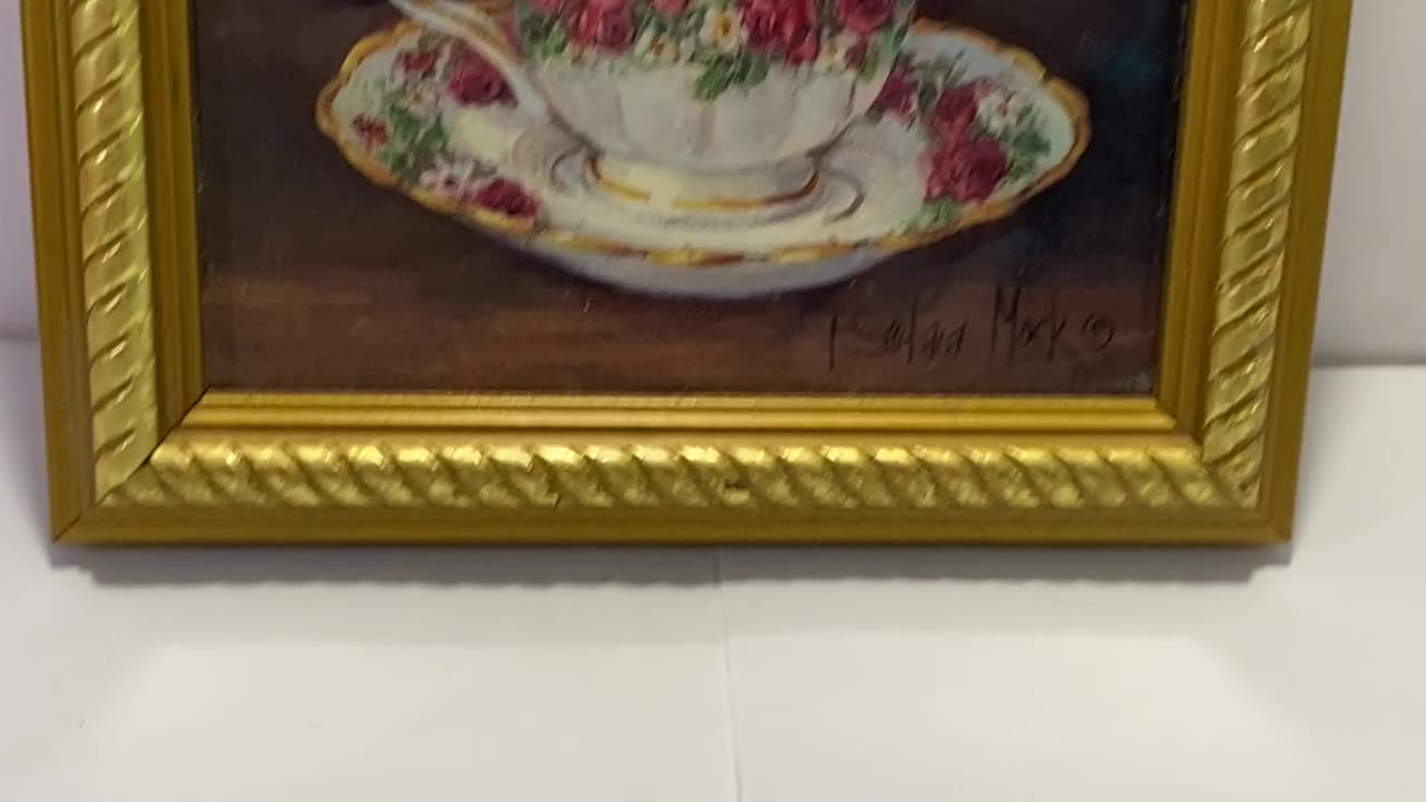 Small Wall Art - Victorian Floral Coffee Cup - Print Art by Barbara Mock