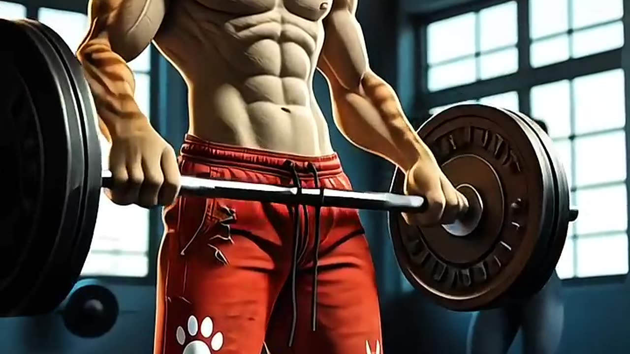 slim cat turn into a muscular cat