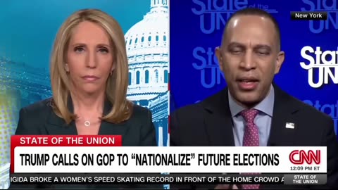 CNN's Dana Bash asks Rep. Hakeem Jeffries about a poll showing 71% of Democrats support requiring an ID to vote