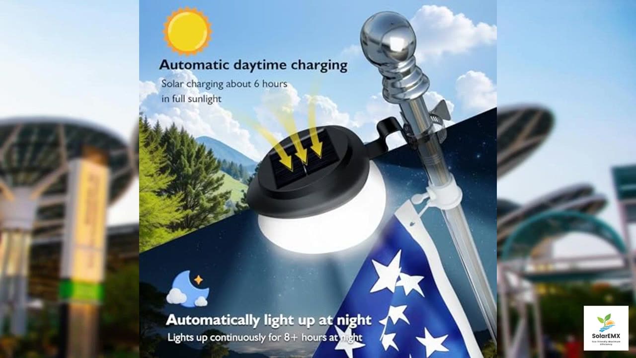 Solar Flag Pole Light White Light 6000K