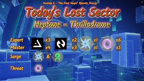 Destiny 2: 2-19-25 Thrilladrome is the Lost Sector. Arc/Strand Surge.