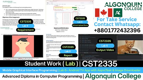 Student Work (Lab) | CST2335 Lab 6 AsyncTask & Image Downloader Demo | Algonquin College
