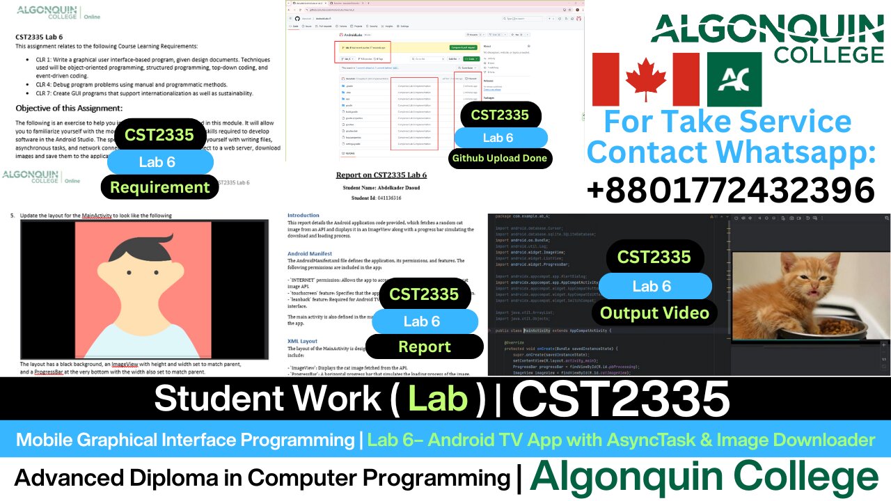 Student Work (Lab) | CST2335 Lab 6 AsyncTask & Image Downloader Demo | Algonquin College