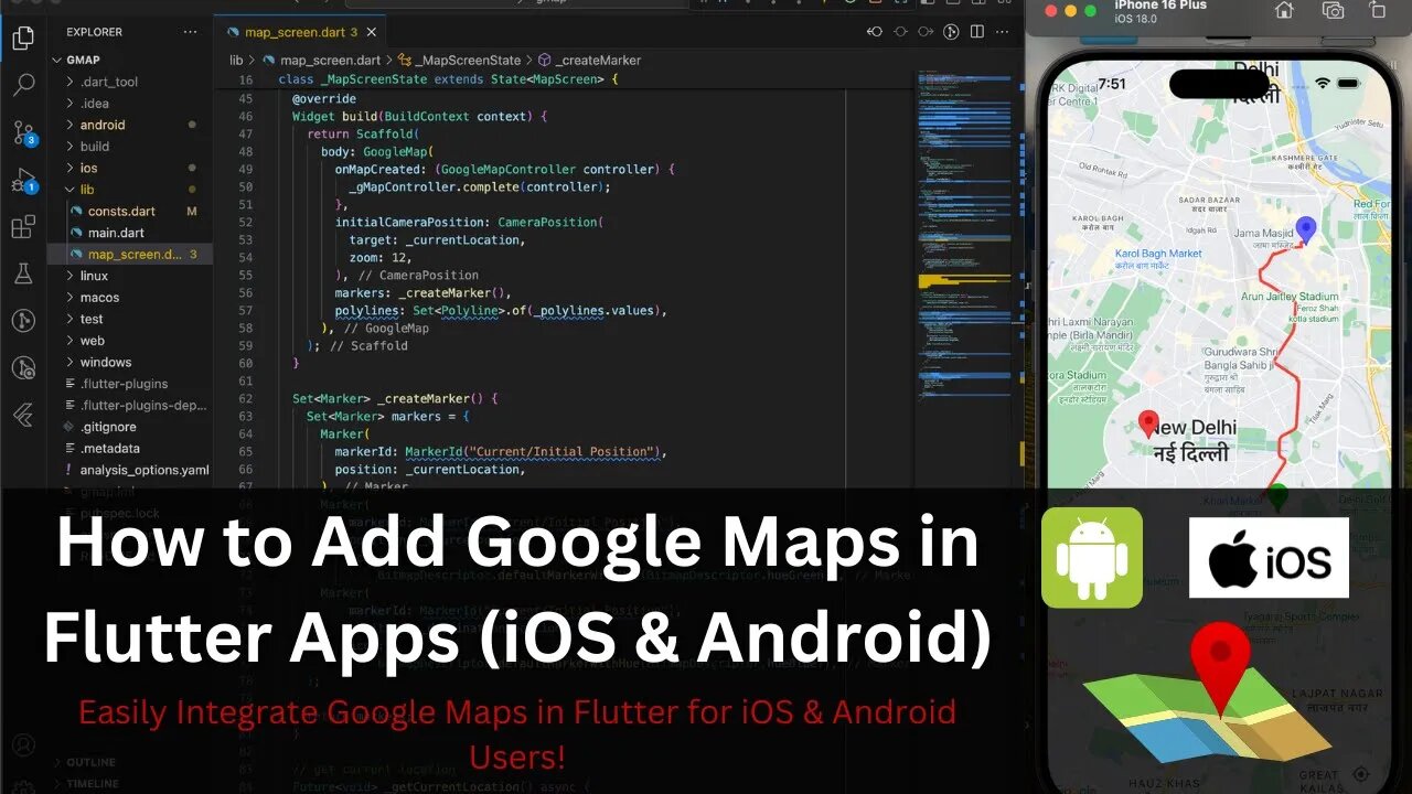 How to Add Google Maps in Flutter Apps (iOS & Android) – Step-by-Step Guide #flutter #googlemaps