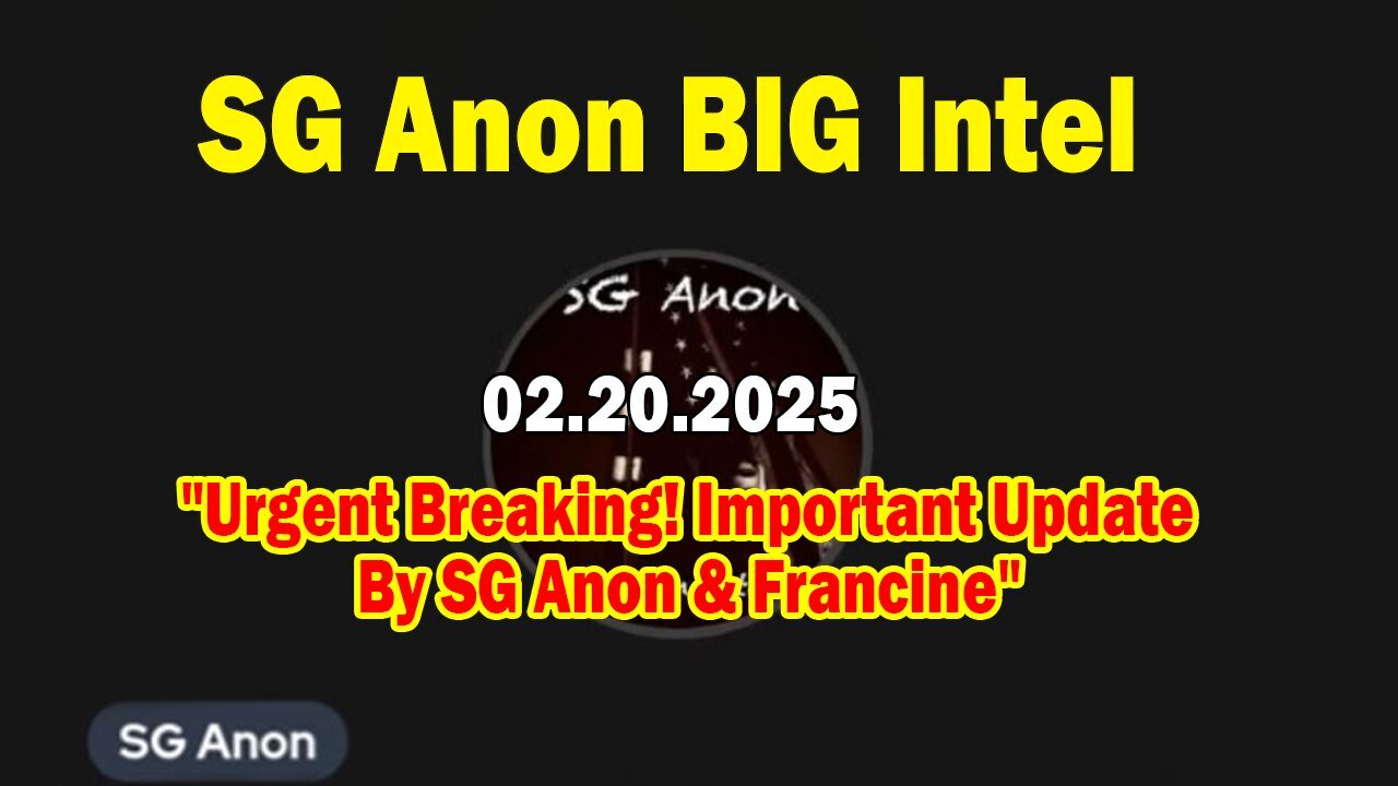 SG Anon BIG Intel Feb 20: "Urgent Breaking! Important Update By SG Anon & Francine"