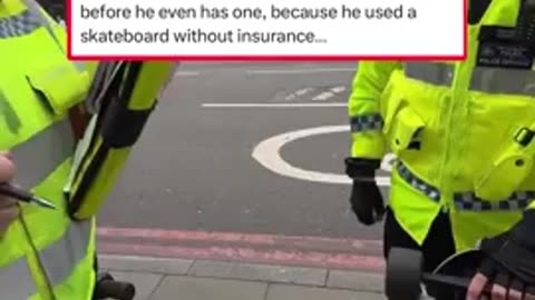Police arrest a guy for no insurance on a skateboard - UK