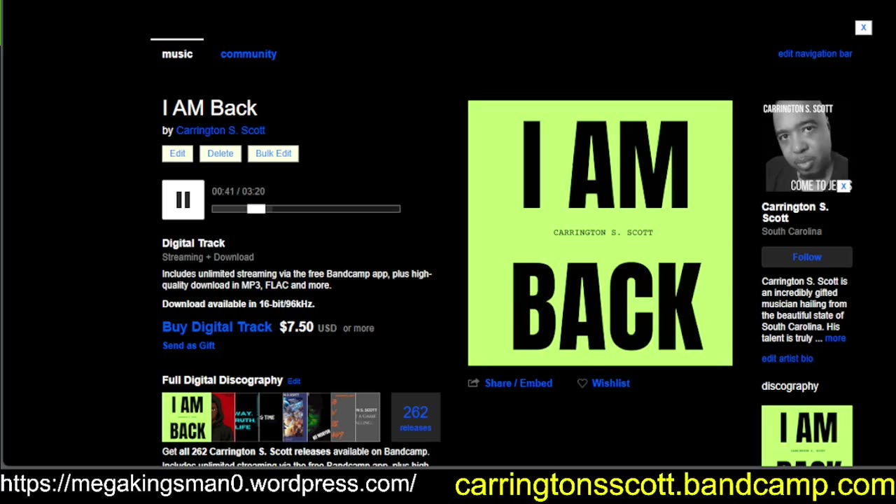Debut: I AM Back by Carrington S. Scott