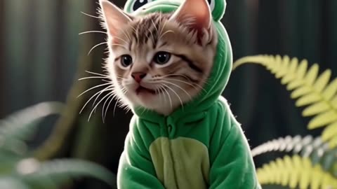 Cutest Frog Kitten on Earth Just Dropped 🐸🐱💚 You Will Rewatch 100 Times!