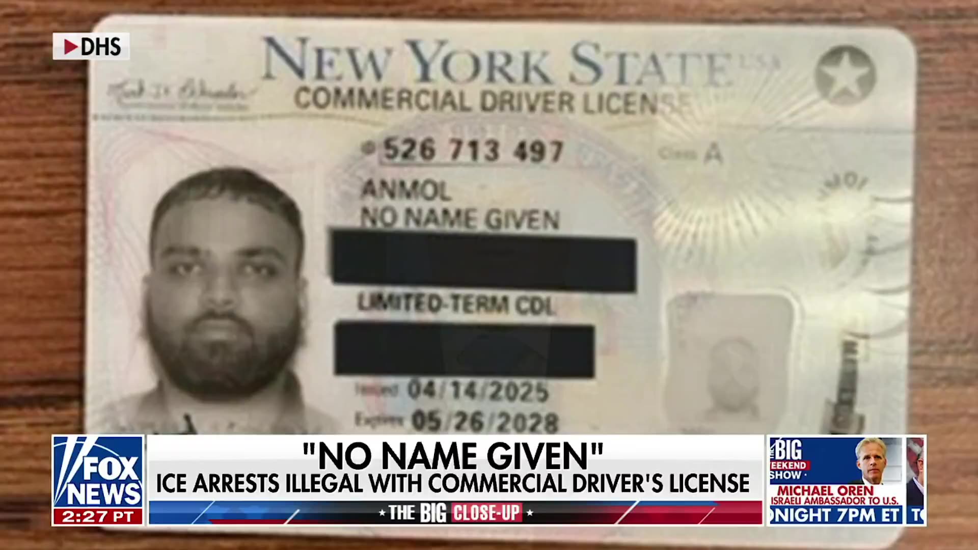 ICE Director Todd Lyons Discusses Illegal Aliens with Illegal Commercial Driver’s Licenses