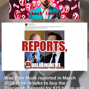 Fact Check: NO Credible Reports Said Elon Musk Was In Talks To Buy Cincinnati Bengals In March 2025