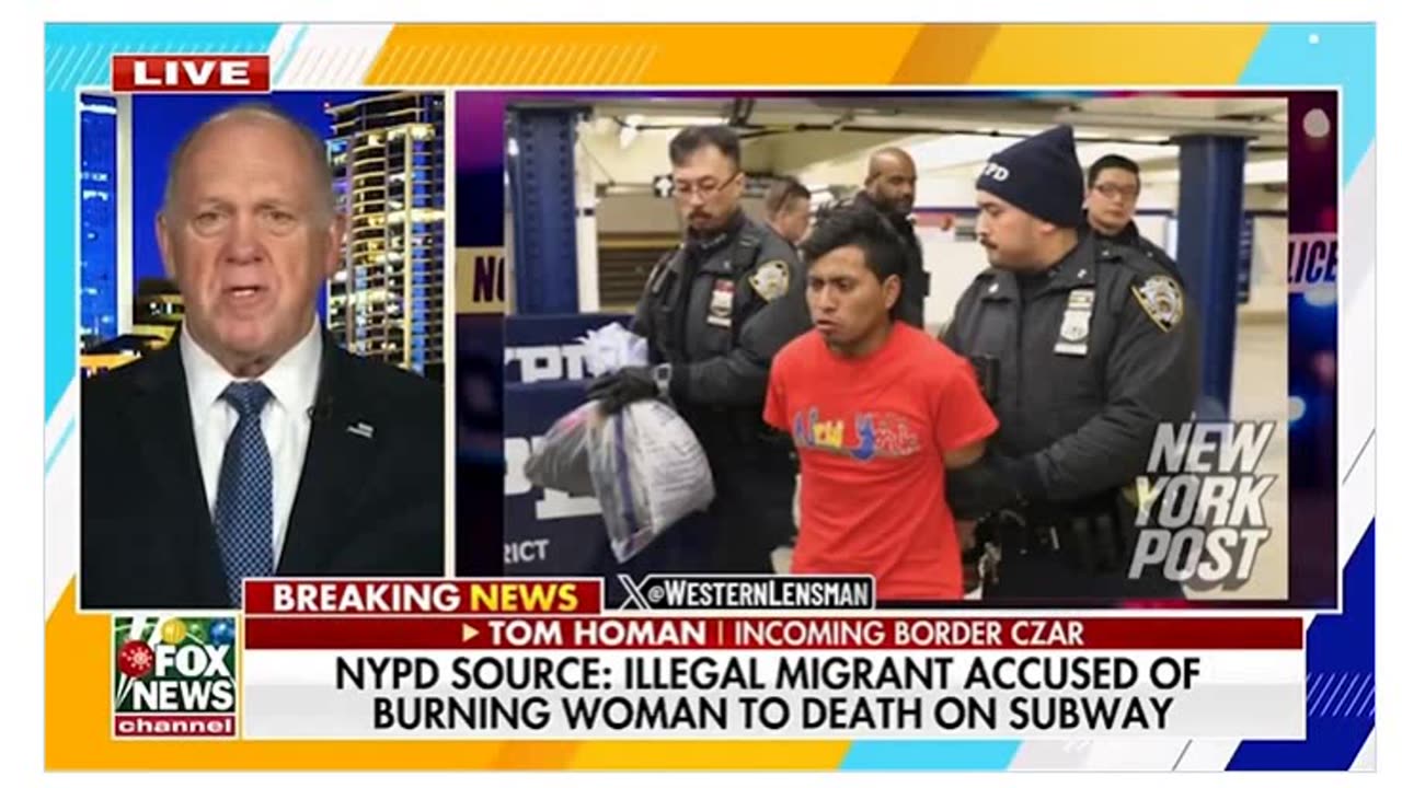 Tom Homan Rips NY Governor Hochul Over Horrific Subway Murder by Illegal Alien: ‘Shame on You’