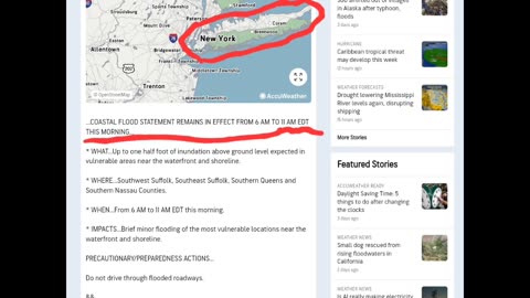 NYC: Strong Thunderstorm and Coastal Flooding after Chemtrials