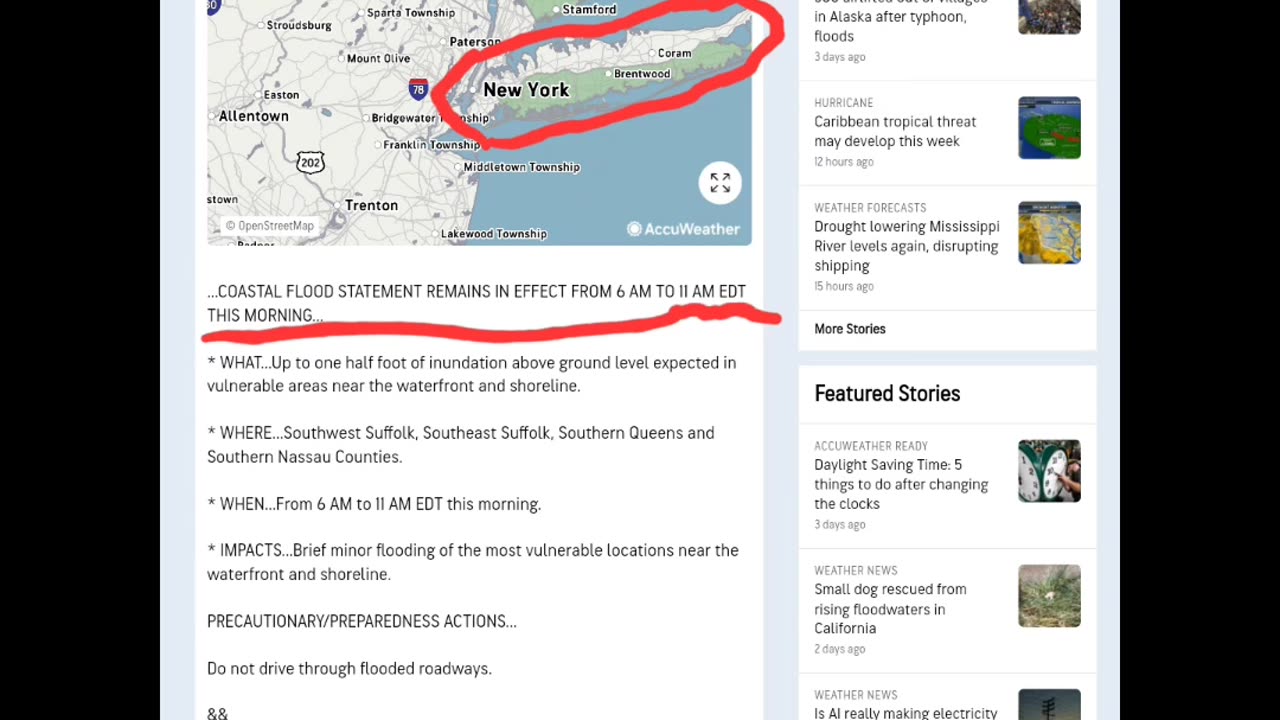 NYC: Strong Thunderstorm and Coastal Flooding after Chemtrials