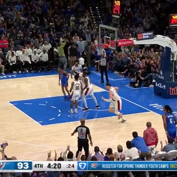 NBA - Jaylin Williams pull up J extends OKC's lead! Bench was LOVING it 🤪